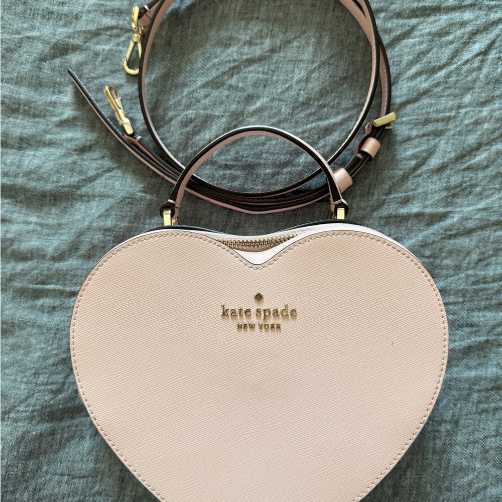 kate spade Pale Pink Heart Crossbody Bag with Gold Hardware